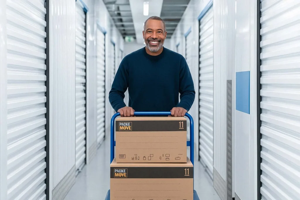 Photo d'une personne dans un centre de stockage